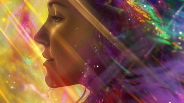 Volto di donna con luci arcobaleno © Immagine di Pixabay
