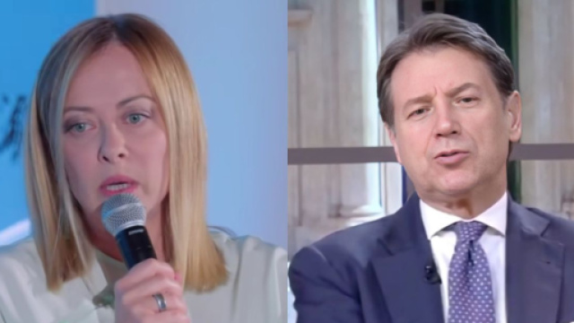 Giorgia Meloni e Giuseppe Conte intervengono per il referendum dell'8 e 9 giugno (screenshot © Facebook)