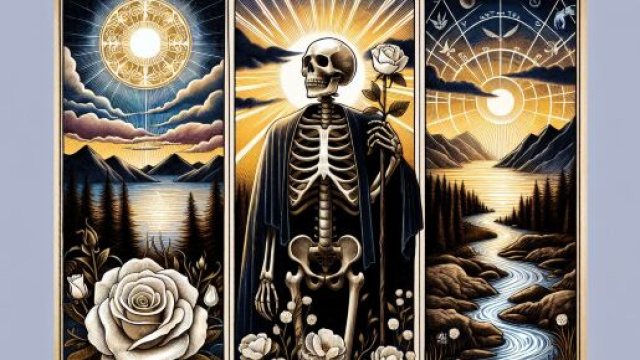 La carta della Morte rinvigorisce il viaggio della Vergine verso una nuova alba. &copy; Immagine creata con Dall-E