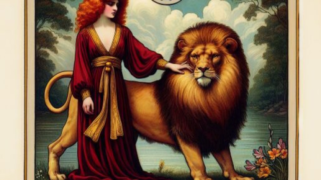 Rappresentazione della carta della Forza associata al segno astrologico dell'Ariete. © Immagine creata con Dall-E