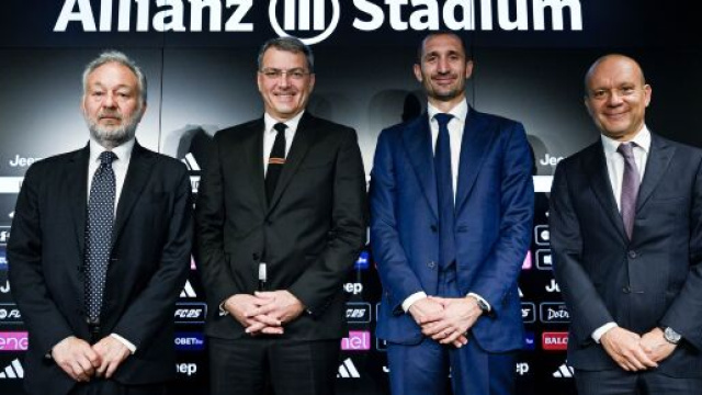 Gianluca Ferrero, Damien Comolli, Giorgio Chiellini, Maurizio Scanavino. Foto © Juventus