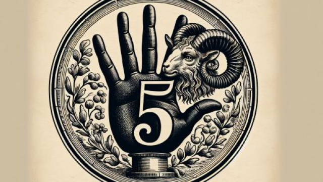 Numero 5 della Smorfia napoletana, 'a mano per l'Ariete. © Immagine creata con Dall-E