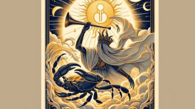 Illustrazione della carta dei tarocchi del Giudizio per il segno del Cancro. &copy; Immagine creata con Dall-E