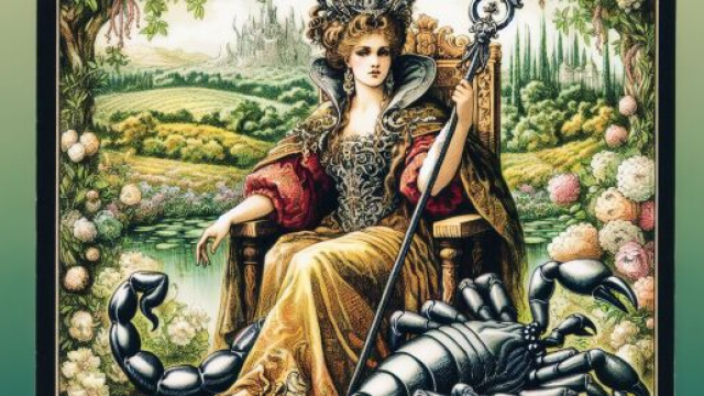 Immagine che rappresenta l'Imperatrice dei tarocchi, simbolo di creativit&agrave; e trasformazione per gli Scorpione. &copy; Immagine creata con Dall-E