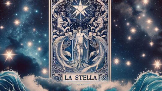 La carta dei tarocchi della Stella guida l'Acquario verso nuove esperienze. © Immagine creata con Dall-E