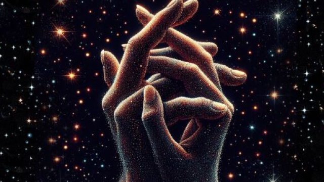 Mani intrecciate tra le stelle - © Foto Pixabay IA.