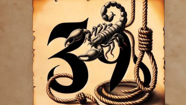 Numero 39 della Smorfia napoletana, 'a funa 'nganna, per lo Scorpione. © Immagine creata con Dall-E
