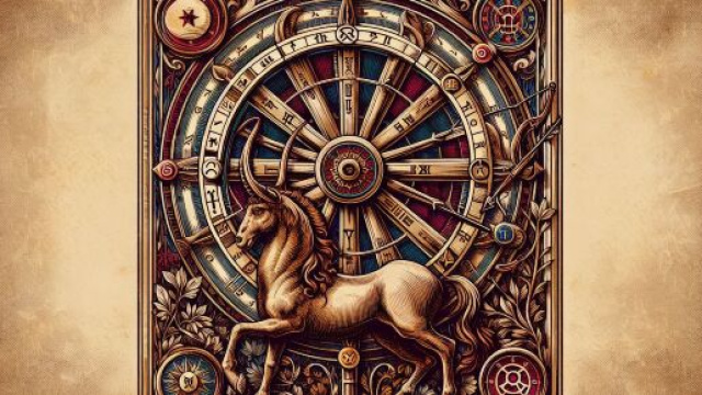 Il Sagittario e la Ruota della Fortuna uniti dai tarocchi. &copy; Immagine creata con Dall-E