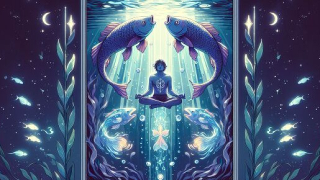 Illustrazione ispirata al segno zodiacale dei Pesci. © Immagine creata con Dall-E