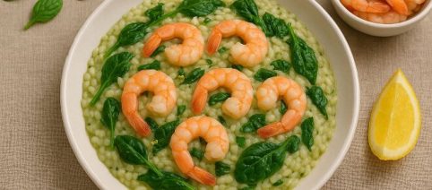 Risotto con spinacini, gamberi e limone: una ricetta light e gustosa