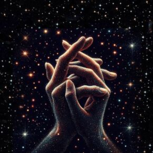 Mani intrecciate tra le stelle - © Foto Pixabay IA.