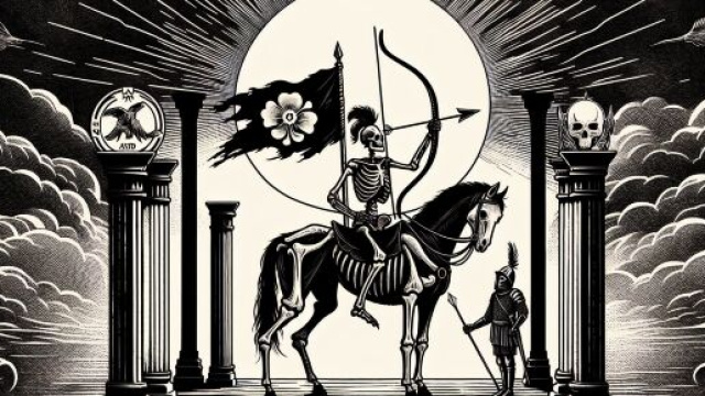 Carta dei tarocchi della Morte associata al Sagittario per la settimana dal 7 luglio al 13 luglio. © Immagine creata con Dall-E