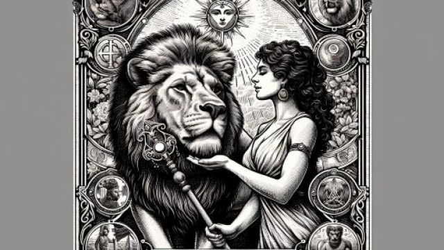 Il Leone con l'energia della carta dei tarocchi della Forza. © Immagine creata con Dall-E