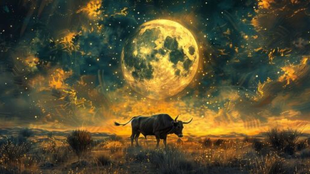 Toro sotto la luna piena e il cielo stellato – © Pixabay.