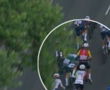 L'incidente che ha costretto al ritiro Philipsen - © Screenshot Eurosport