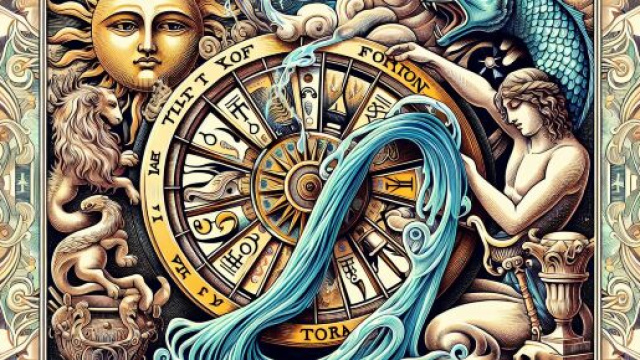 Interpretazione visiva della Ruota della Fortuna e il suo legame con l'Acquario. © Immagine creata con Dall-E