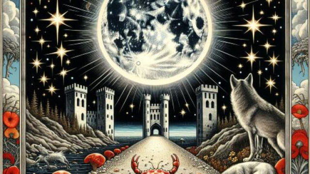 La carta dei tarocchi associata alla Luna e al segno dei Pesci. © Immagine creata con Dall-E
