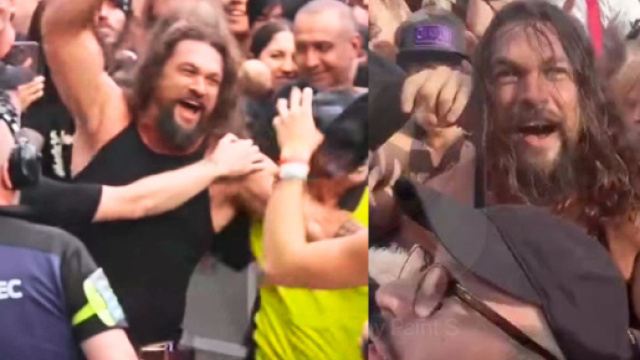Jason Momoa tra il pubblico durante lo show dei Pantera ( screenshot X)