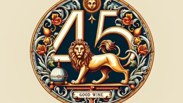 Numero 45 della Smorfia napoletana, 'o vino bbuono per il Leone. © Immagine creata con Dall-E