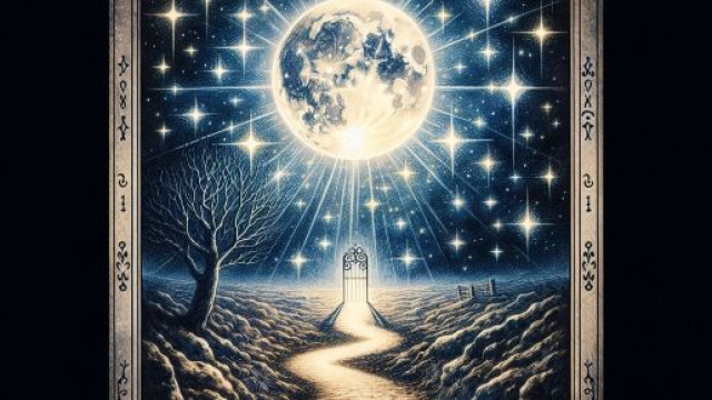 La Luna dei tarocchi illumina il percorso interiore del Cancro. © Immagine creata con Dall-E