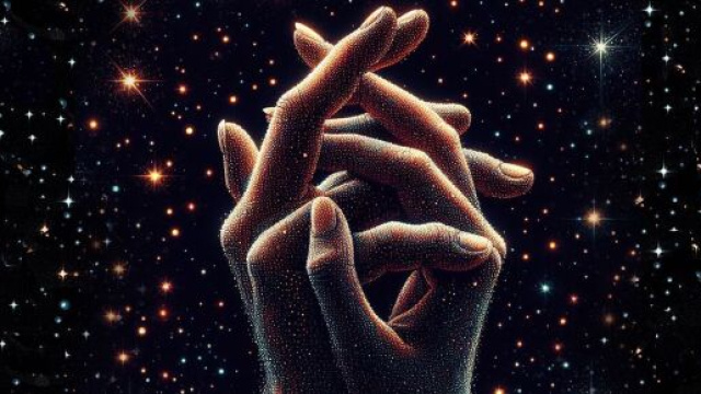 Mani intrecciate tra le stelle - © Foto Pixabay IA.