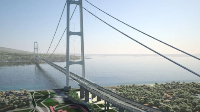 Il rendering del ponte sullo Stretto di Messina (© Webuild)