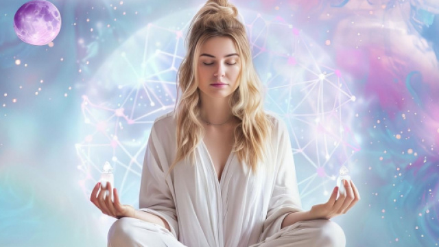 Donna in meditazione yoga - &copy; Pixabay IA.