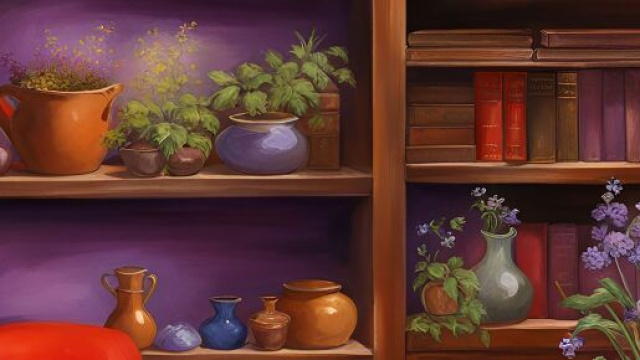 Una libreria con scaffali pieni di libri, piante in vaso e oggetti decorativi © Pixabay.