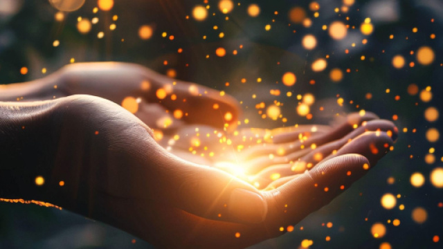 Mani raccolgono scintille di luce - © Pixabay IA.