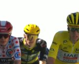 Jonas Vingegaard e Tadej Pogačar © Screenshot Eurosport.