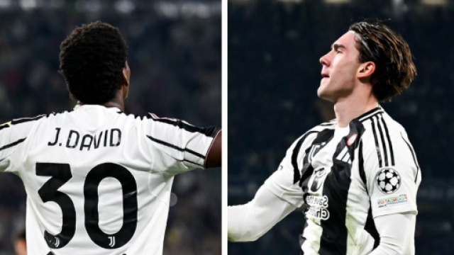 Jonathan David e Dusan Vlahovic. Foto © Juventus
