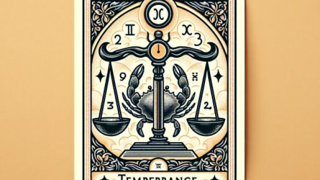 Oroscopo del segno Cancro influenzato dalla carta dei Tarocchi Temperanza. © Immagine creata con Dall-E