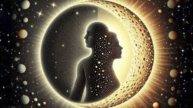 Immagine estemporanea di una coppia tra le stelle - © Foto Pixabay IA.