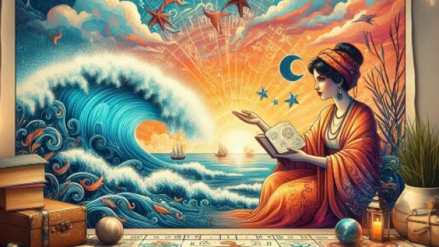 Donna che consulta gli astri © AI Copilot.