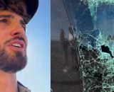 Alfonso D'Apice e l’auto dopo l’incidente – © Instagram.