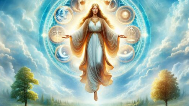 La fortuna guida la Vergine, simbolo di una crescita interiore che si riflette nel mondo esterno. © Immagine creata con Dall-E