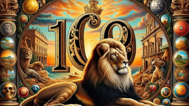 Numero 16 della Smorfia napoletana, 'o culo: il Leone e la fortuna. © Immagine creata con Dall-E