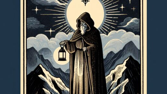 L'immagine rappresenta la carta dei tarocchi dell'Eremita associata al Toro. © Immagine creata con Dall-E