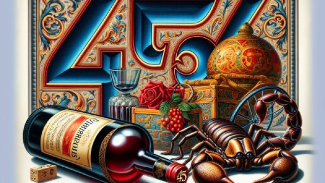 Numero 45 della Smorfia napoletana, Scorpione è 'o vino bbuono. © Immagine creata con Dall-E