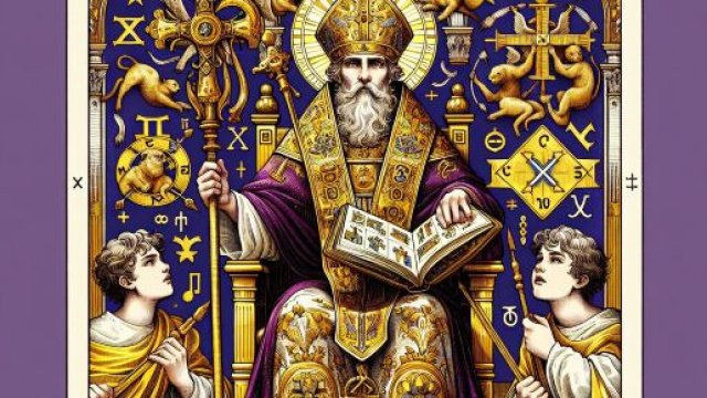 Rappresentazione dell'arcano maggiore Il Papa nei tarocchi. © Immagine creata con Dall-E