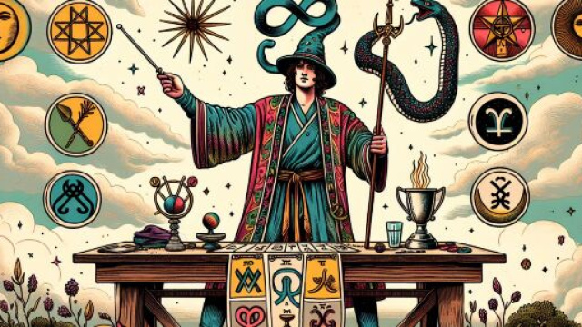 Il Mago dei tarocchi rivela il potenziale creativo dei Vergine. © Immagine creata con Dall-E