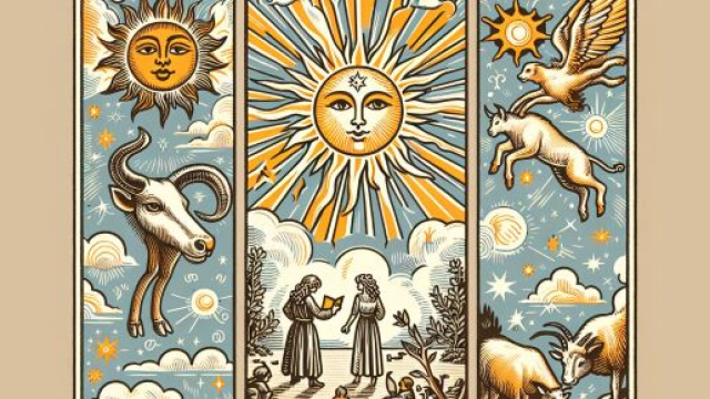 Tarocchi del Sole nel segno del Toro con elementi di illuminazione e rinascita. © Immagine creata con Dall-E