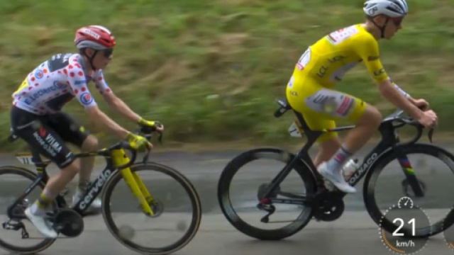 Tadej Pogacar e Jonas Vingegaard - © Screenshot Eurosport
