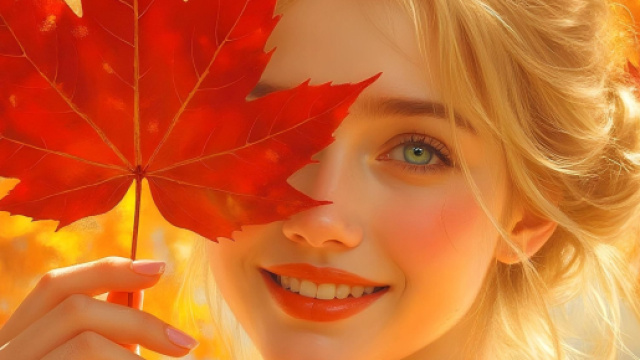 Volto di donna tra i colori autunnali - &copy; Pixabay IA.