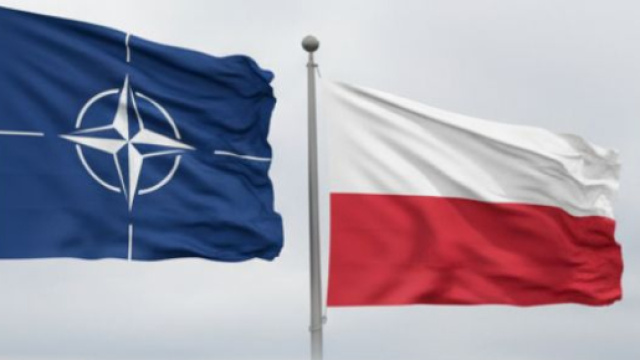 Le bandiere della NATO e della Polonia.
