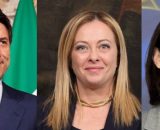 Giuseppe Conte, Giorgia Meloni, Elly Schlein (© Wikimedia commons)