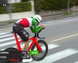 Filippo Ganna sulla bici Pinarello - © Screenshot Eurosport