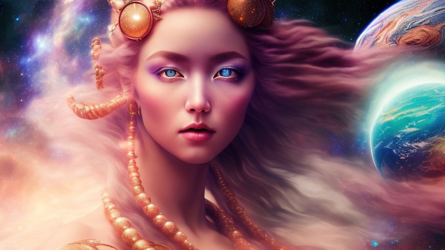 Figura femminile eterea in un contesto cosmico &copy; Pixabay.