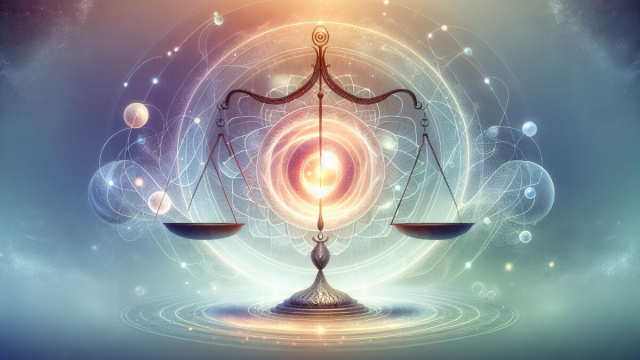 Con armonia e equilibrio, Bilancia guida verso la completezza interiore. &copy; Immagine creata con Dall-E
