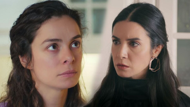 Özge Özpirinççi (Bahar) e Ahu Yağtu (Piril) in una scena. Screenshot © La forza di una donna.